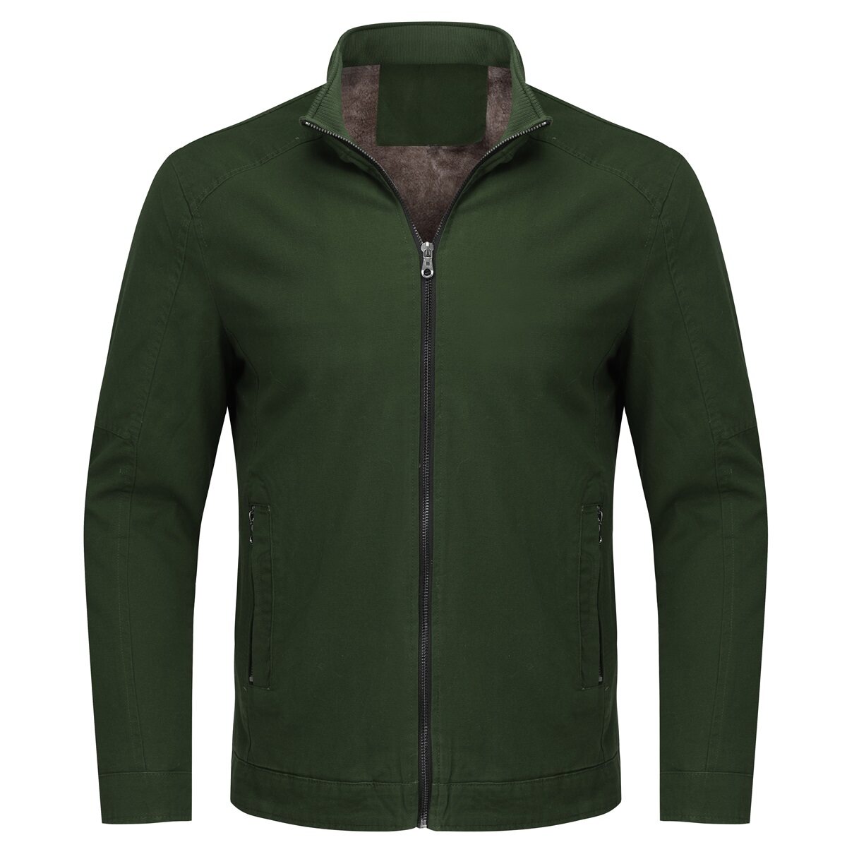 Youthup Mens Thickened Interior Plush Casual Zip Jacket