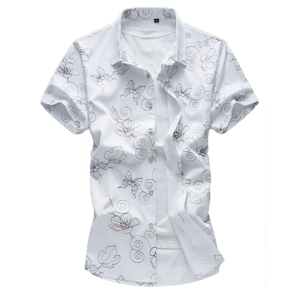 Youthup Mens Butterfly Print Button Down Shirt Plus Size