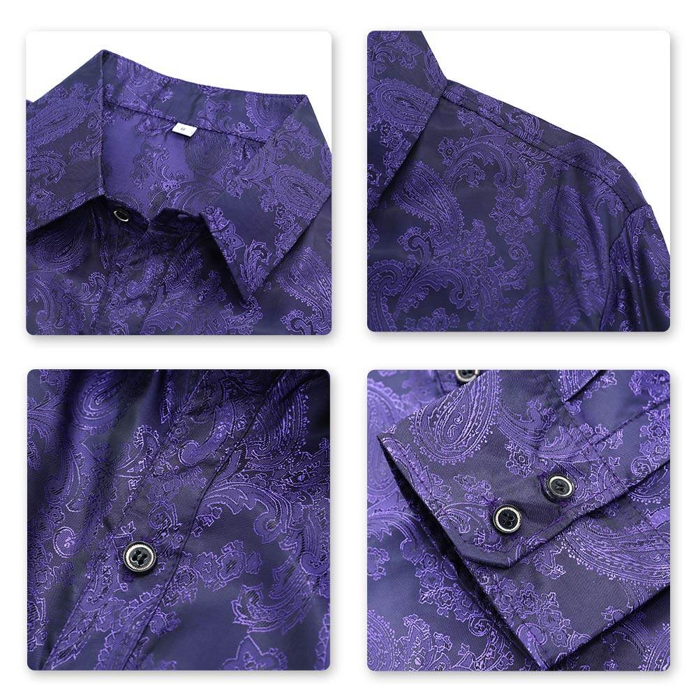 Youthup Mens Paisley Pattern Fitted Shirt