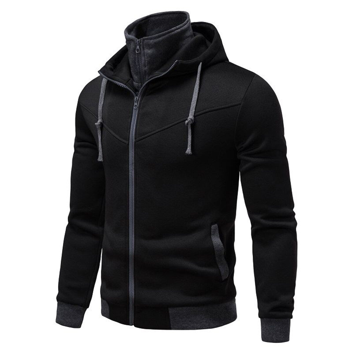Youthup Mens Fake Two Piece Hooded Sweater T-shirt