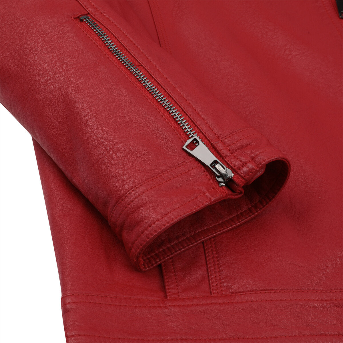 Youthup Mens Glossy Slim Fit Waterproof Leather Jacket