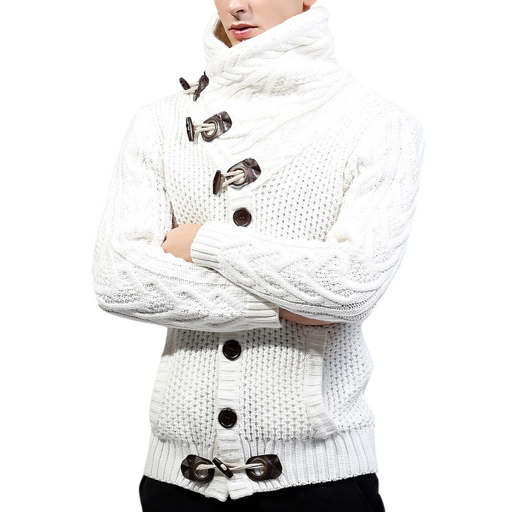 Youthup Mens Knitted Jacket Turtleneck Cardigan Sweaters