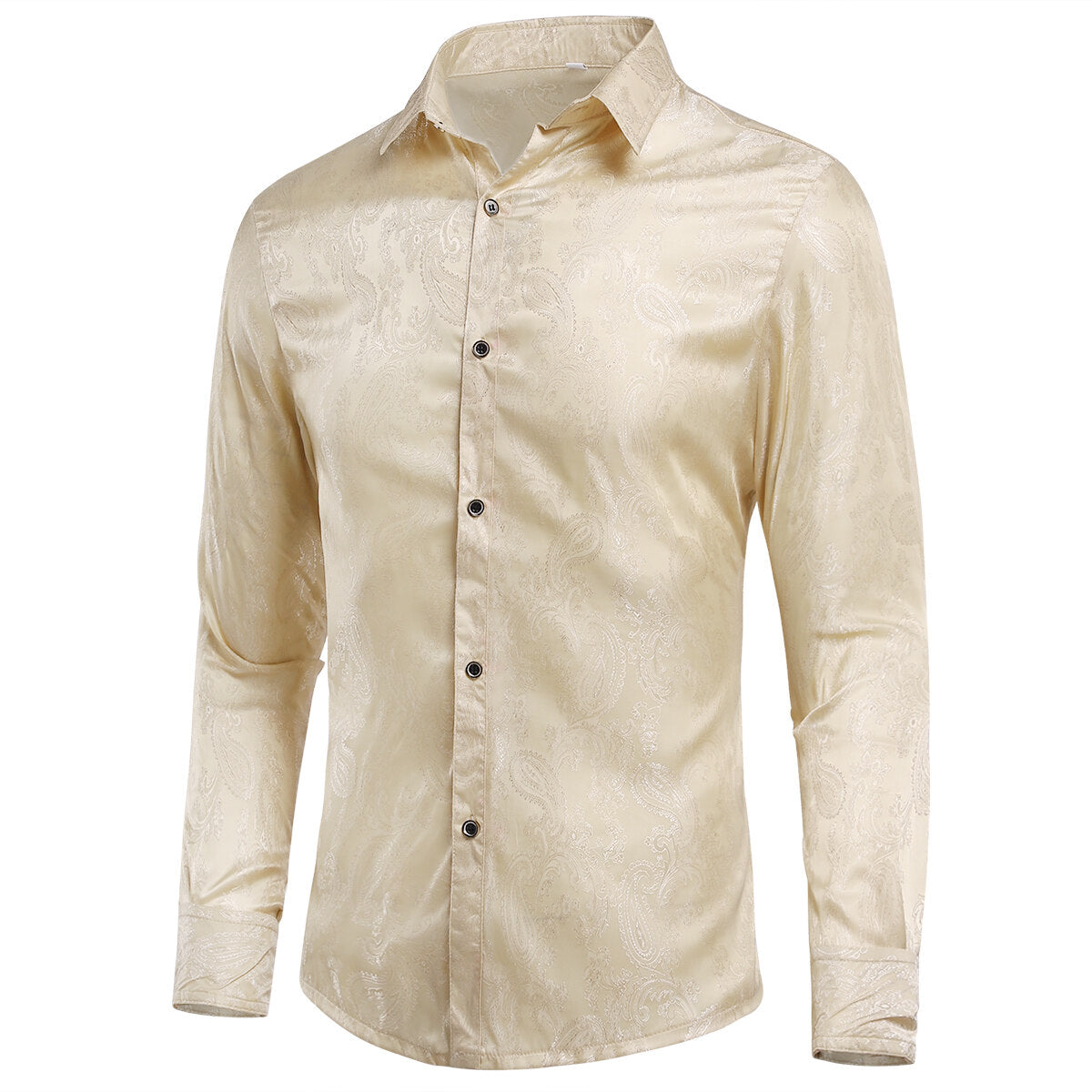 Youthup Mens Paisley Pattern Fitted Shirt