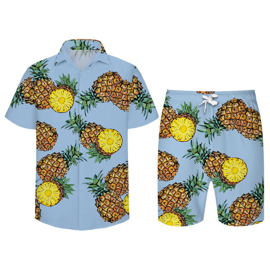 Youthup Mens 2pce Beach Outfit Pineapple Printed Shorts Set