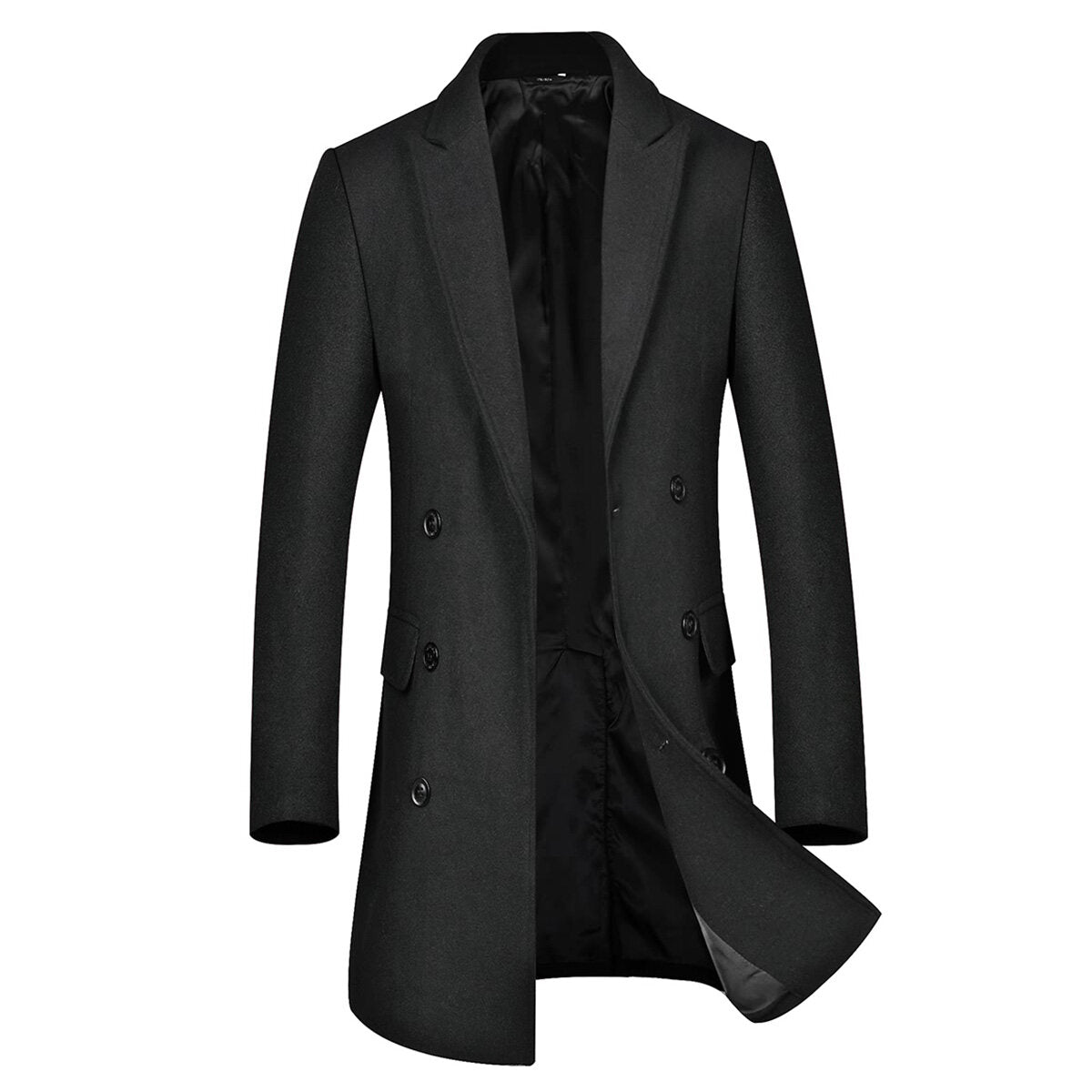 Youthup Mens Classic Trench Coat Double Breasted Wool Overcoat