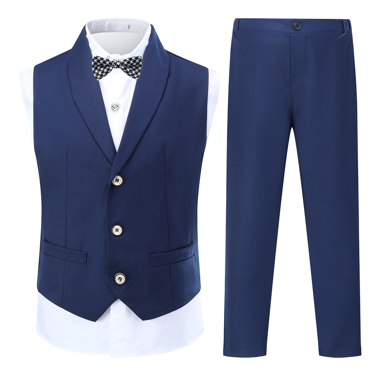 YOUTHUP Boys 4-Piece Set with Collared Dress Shirt,Tie,Vest and Pants