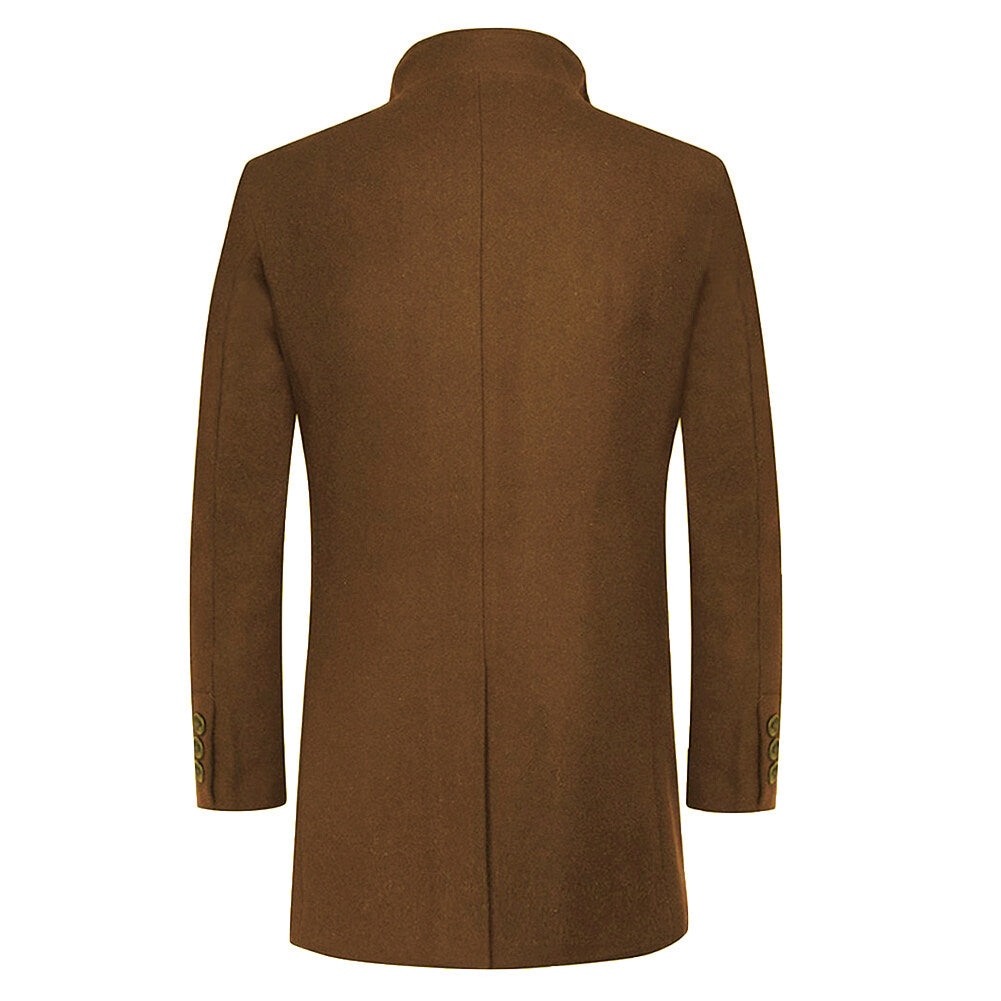 YOUTHUP Mens Casual Slim Fit Large Lapel Thick Wool Coat