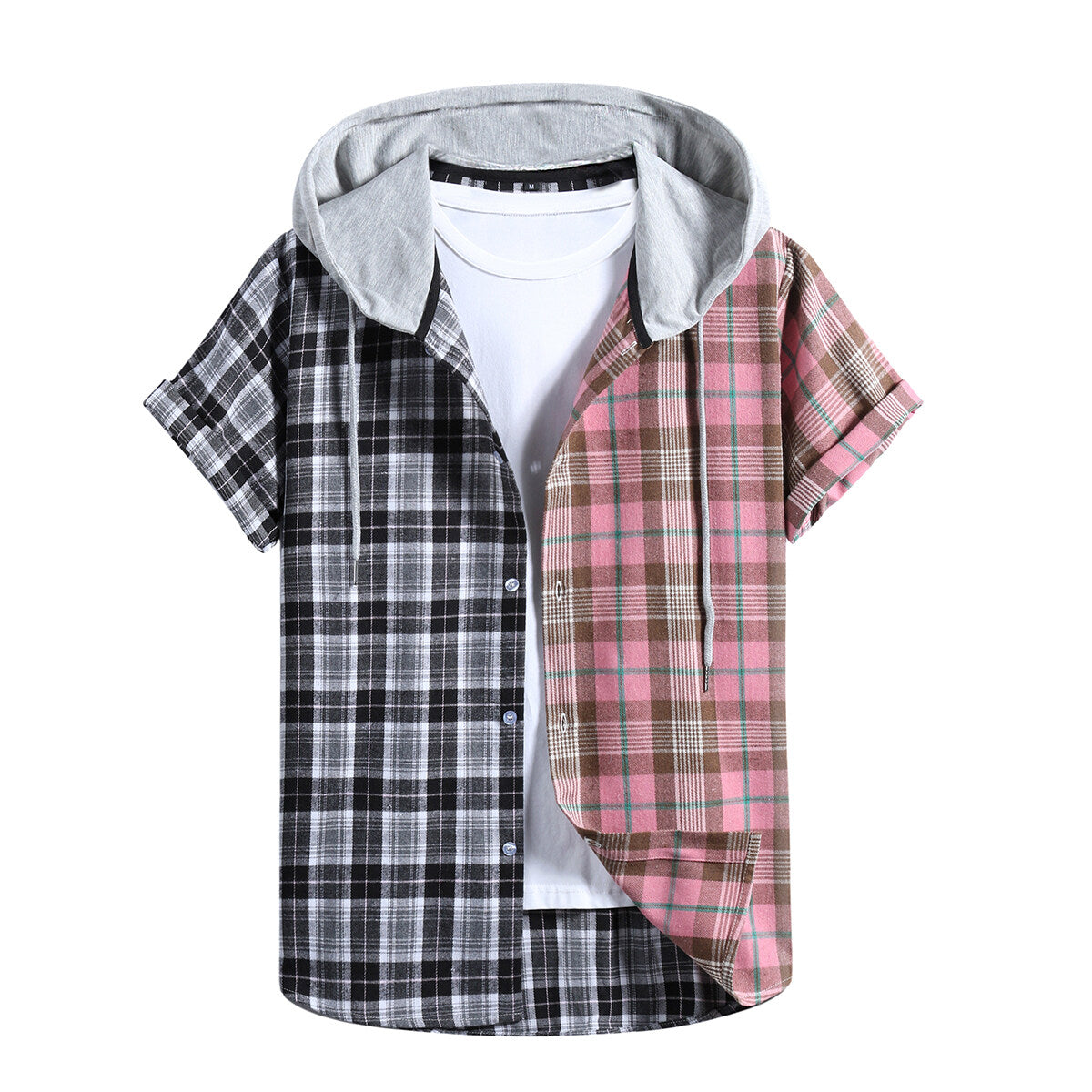 Youthup Mens Color Block Hooded Fashion T-Shirt