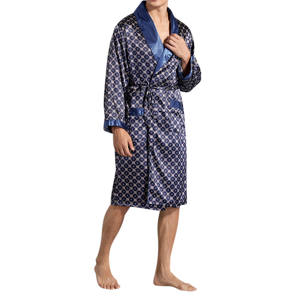 Youthup Mens Floral Printed Long Pajamas Robe
