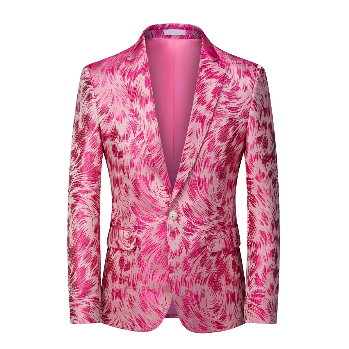 YOUTHUP Mens Embroidery Floral Blazer Slim Fit 1 Button Formal Dress Suit Jacket