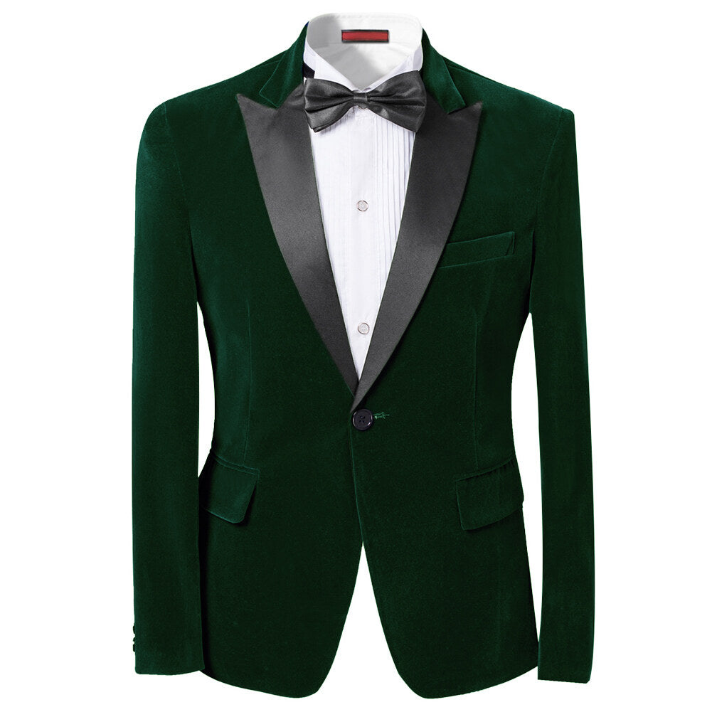 YOUTHUP Mens Party Prom Formal Peaked Lapel Velvet Dress Jacket