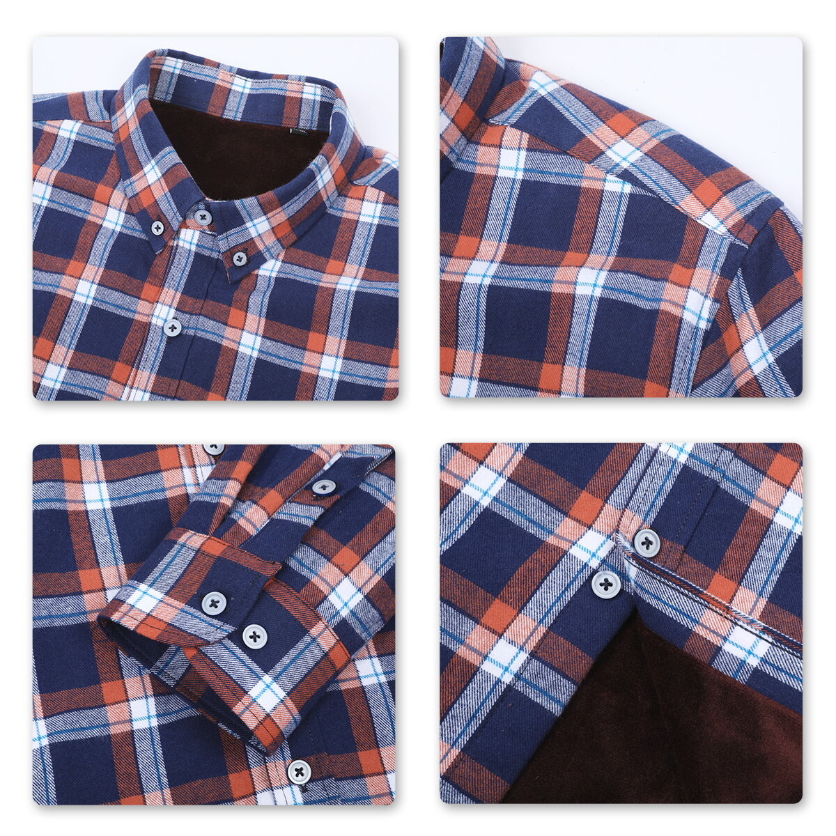 Youthup Mens Casual Striped Plush Colorblock Shirts