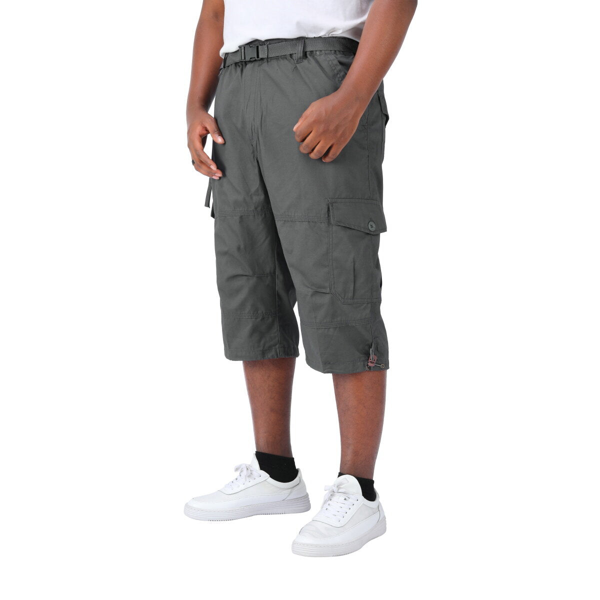 Youthup Mens Multi-Pocket Cargo Cropped Pants