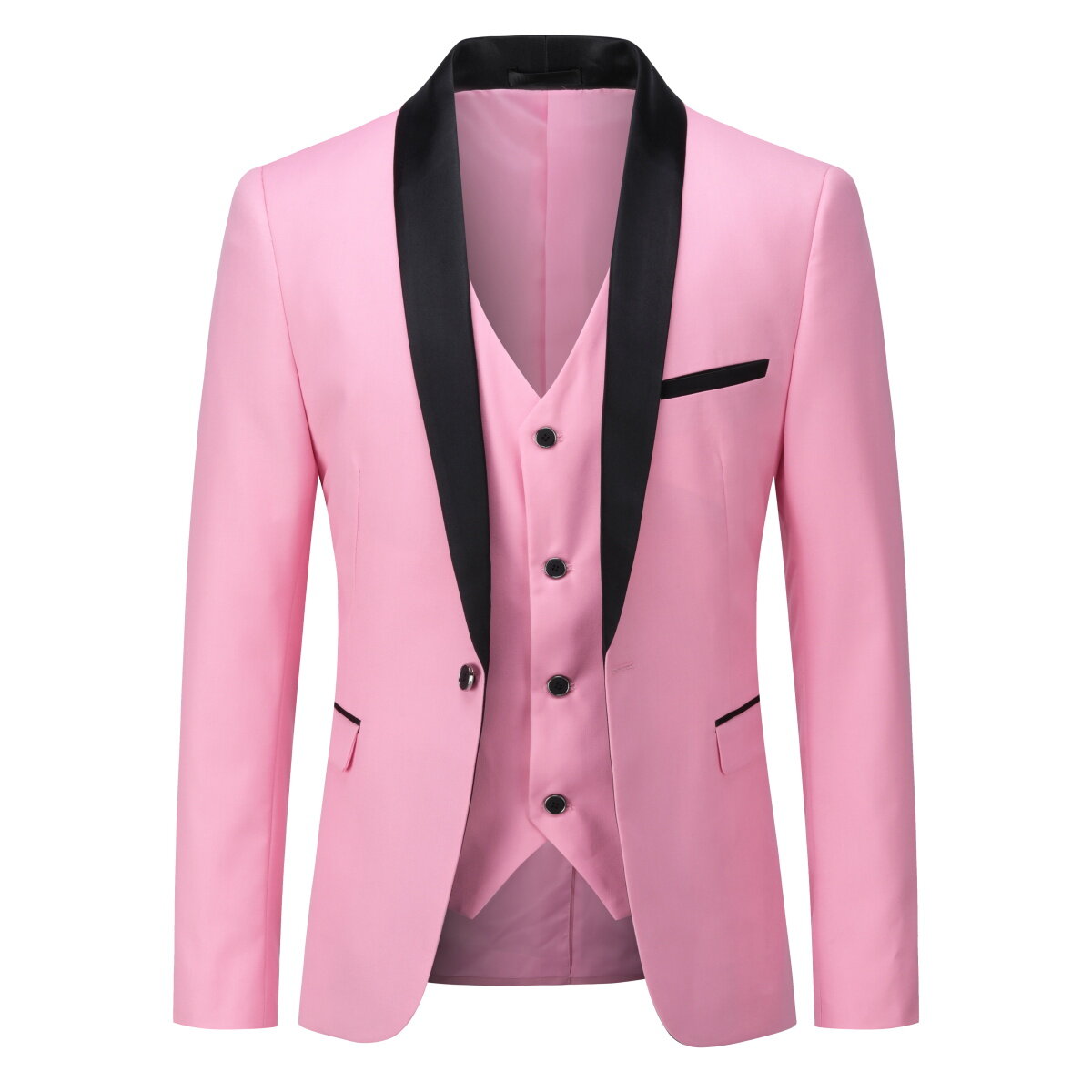 Youthup Mens 3-Pce Business Suit Slim Fit Wedding Party Blazer and Vest and Pants