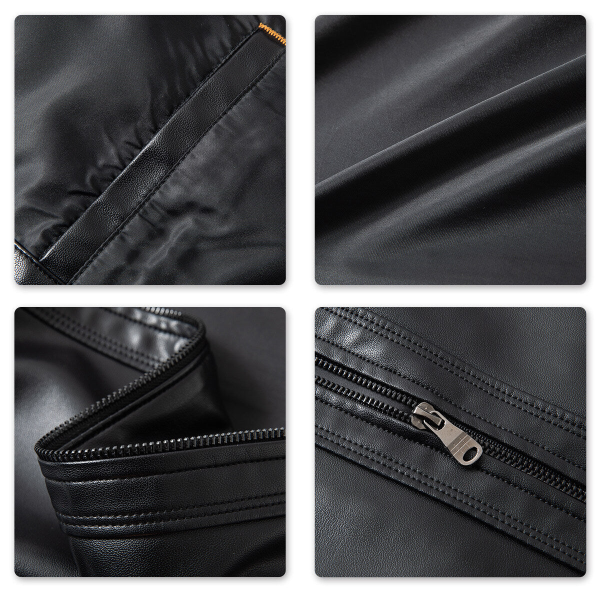 Youthup Mens Motorcycle Outwear Coat Stand Collar Leather Jacket