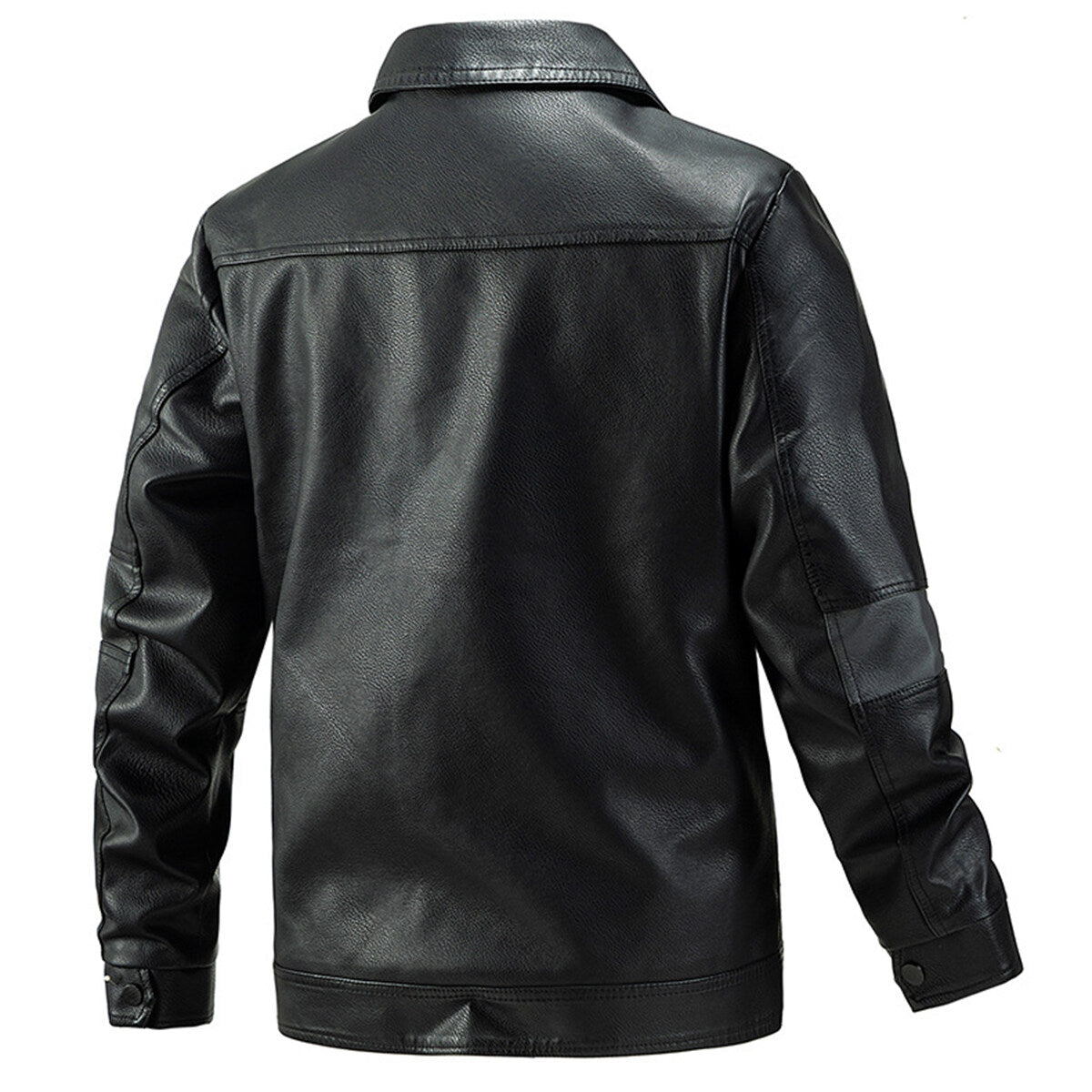 YOUTHUP Mens Colourblock Lapel Leather Jacket