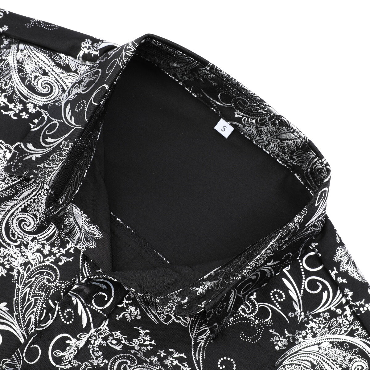 Youthup Mens Gold Stamping Paisley Pattern Bronzing Night Club Party Shirt
