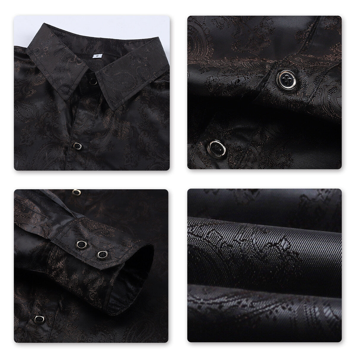 Youthup Mens Paisley Pattern Fitted Shirt