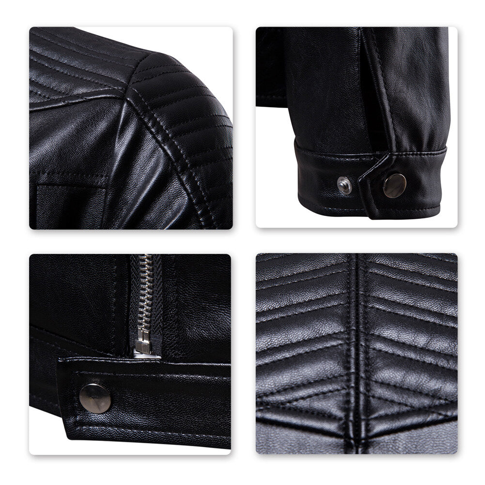 Youthup Mens Bomber Motorcycle Zipper Leather Jacket