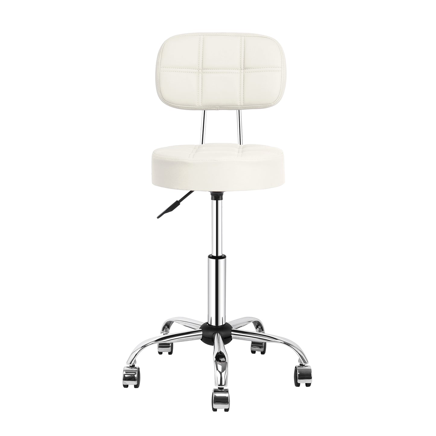Tabouret de Bar Rond à roulettes Pivotant 360° de Massage  EN HAUTEUR REGLABLE pour SPA ,Salon ,Salle ,Médicale Blanc