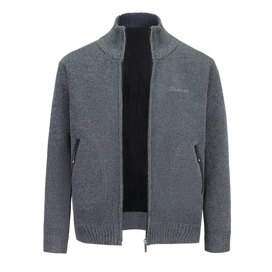 Youthup Mens Stand Collar Knitted Sweatshirt Casual Cardigan