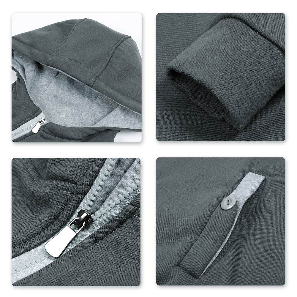 Youthup Mens Diagonal Zip Hooded Pullover