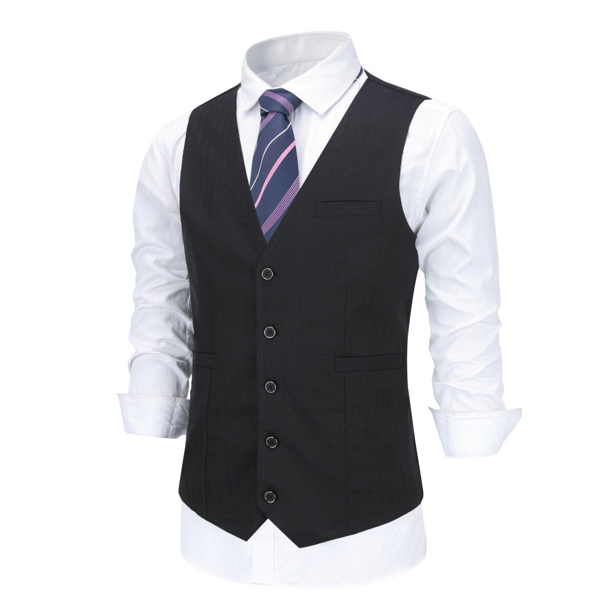 YOUTHUP Mens Business Gentleman Slim Striped Suit Vest