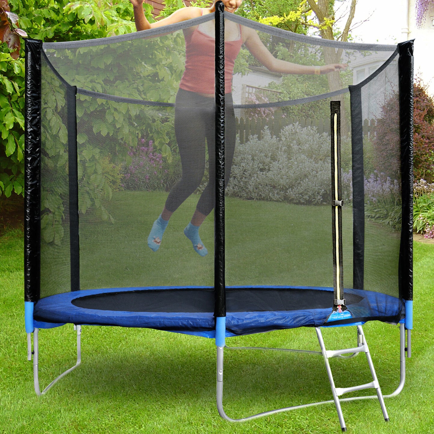HomeMiYN Trampolim para Crianças com Rede de Segurança - Jardim (255x305 cm)