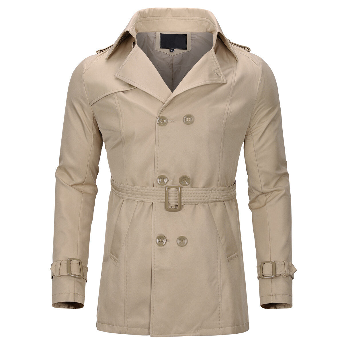 Youthup Mens Belted Windbreaker Slim Fit Trench Coat