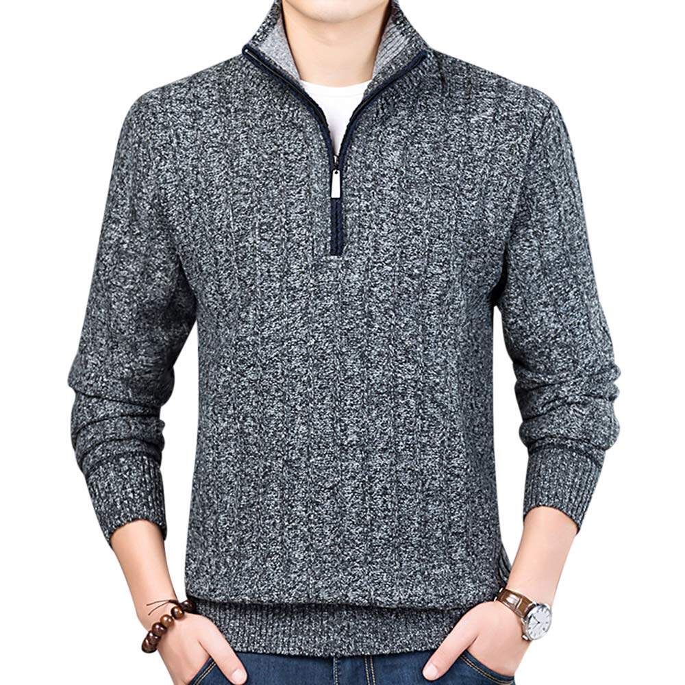 Youthup Mens Turtleneck Zipper Casual Plus Fleece Sweater