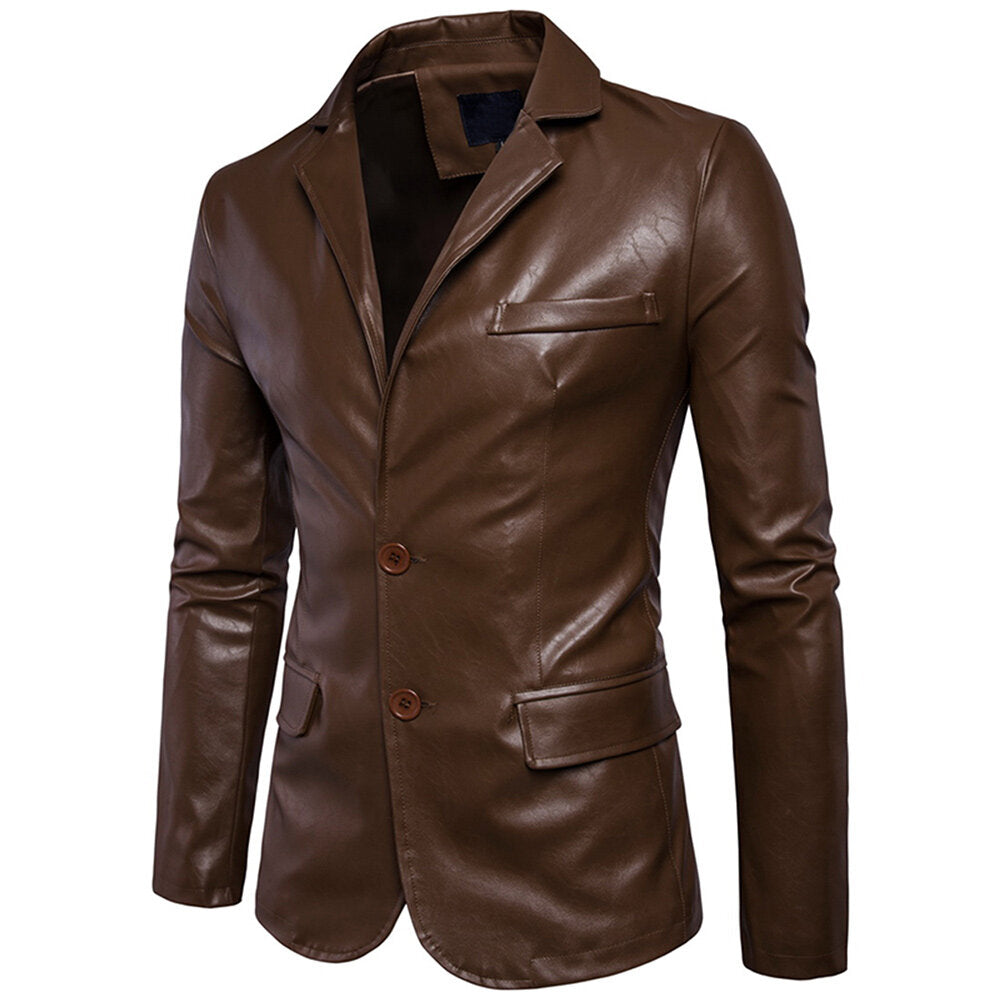Youthup Mens Slim Fit Leather Blazer Motorcycle Jacket