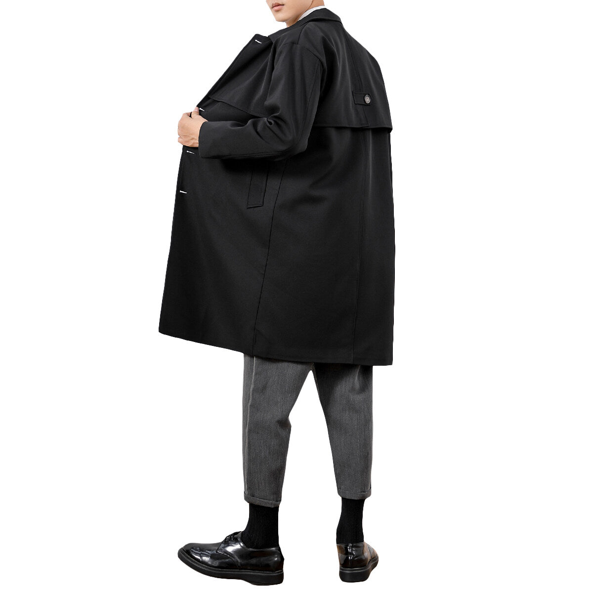 Youthup Mens Long Elegant Windbreaker Jacket Trench Coat
