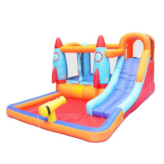 Toboggan gonflable avec piscine pour 3 Enfants Aire de jeux gonflable 370x260x185cm Poids Portant 90KG