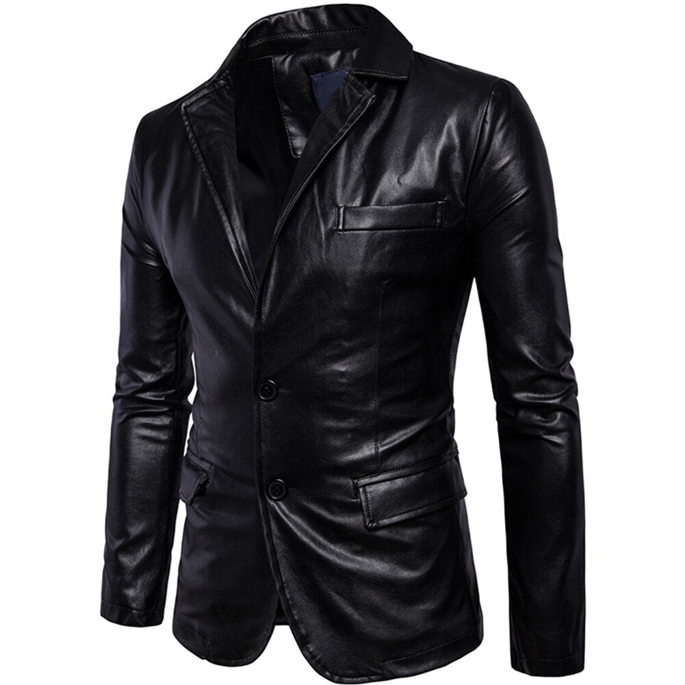 Youthup Mens Slim Fit Leather Blazer Motorcycle Jacket