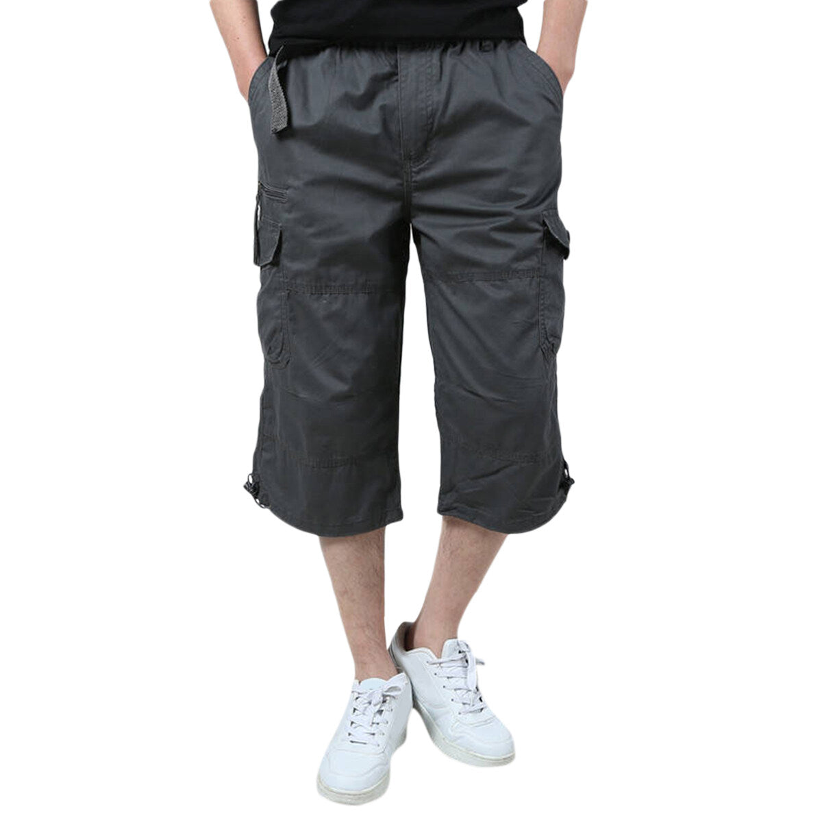 Youthup Mens Multi-Pocket Cargo Cropped Pants