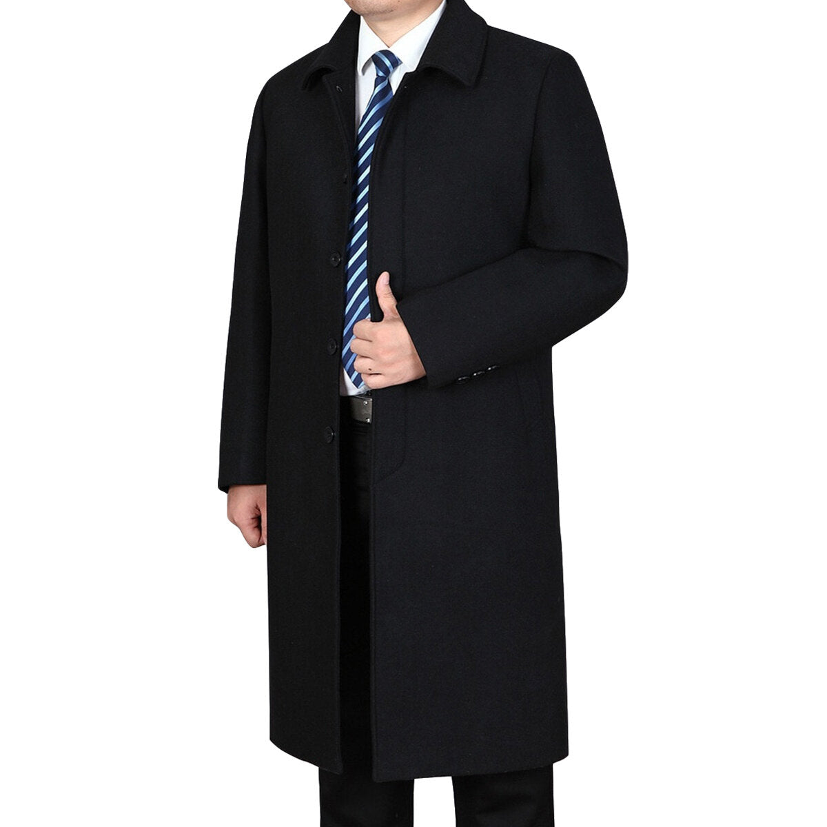 Youthup Mens Wool Blend Mid Length Coat