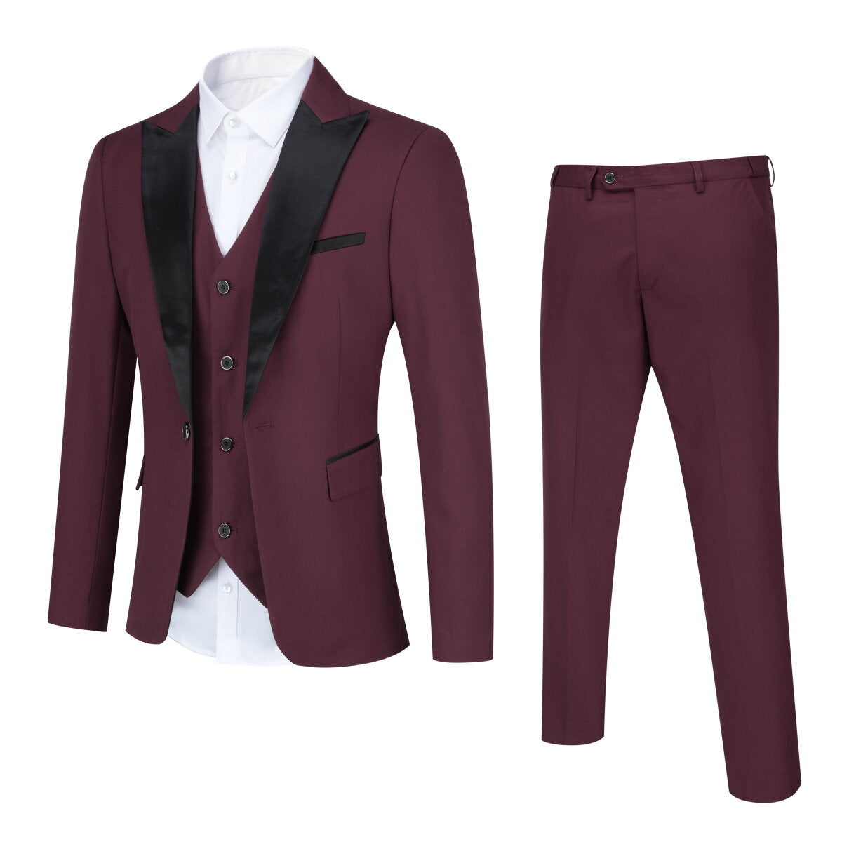 Youthup Mens 3Pce Business Wedding Dinner Suit Blazer and Vest and Tuxedo Pants