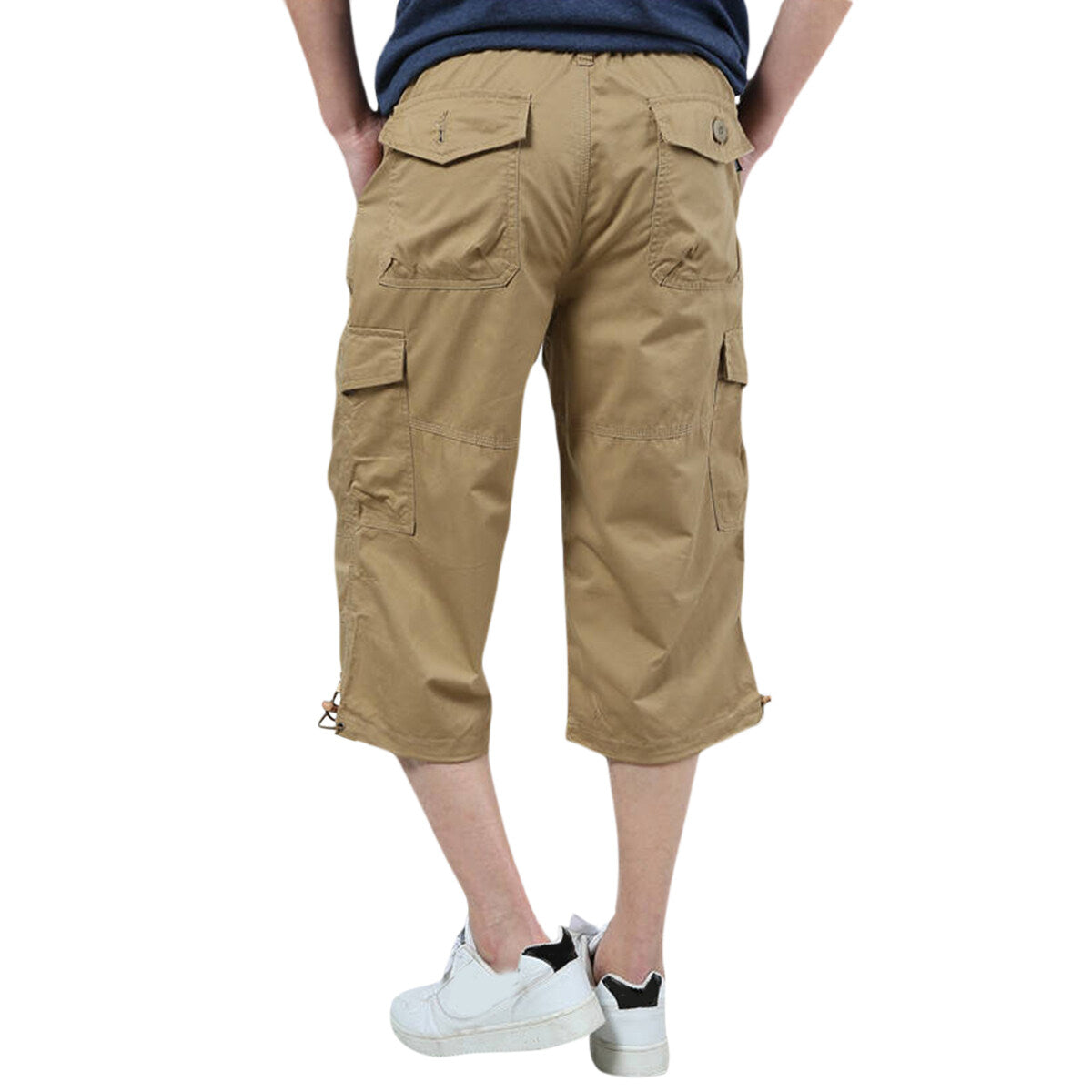 Youthup Mens Multi-Pocket Cargo Cropped Pants
