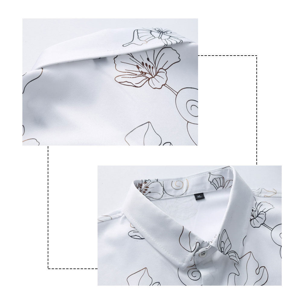 Youthup Mens Butterfly Print Button Down Shirt Plus Size