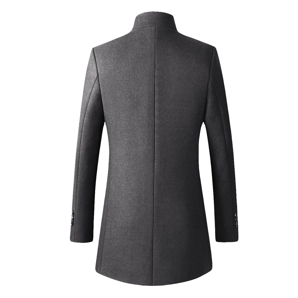 Youthup Mens Slim-Fit Stand Collar Woolen Coat