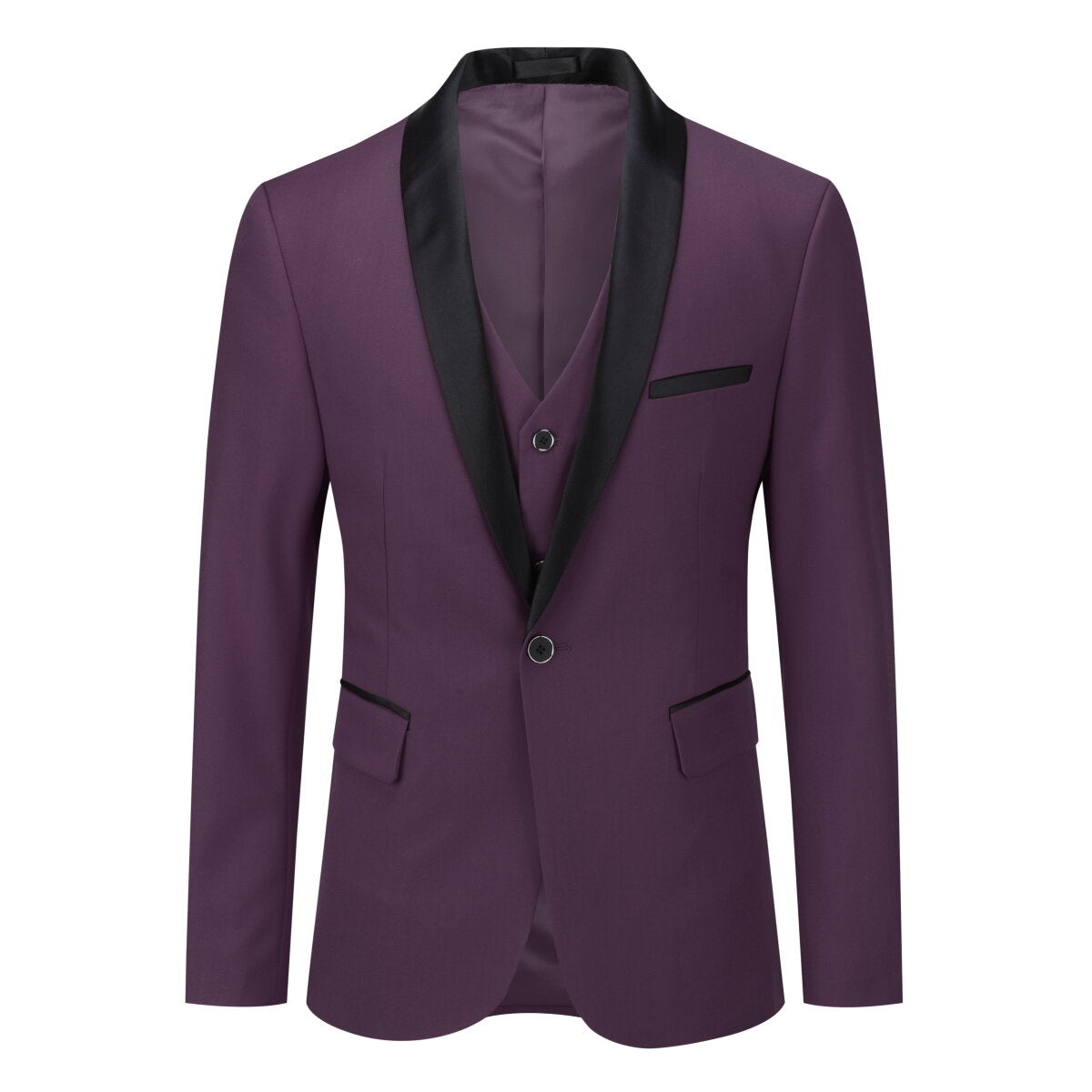 Youthup Mens 3-Pce Business Suit Slim Fit Wedding Party Blazer and Vest and Pants