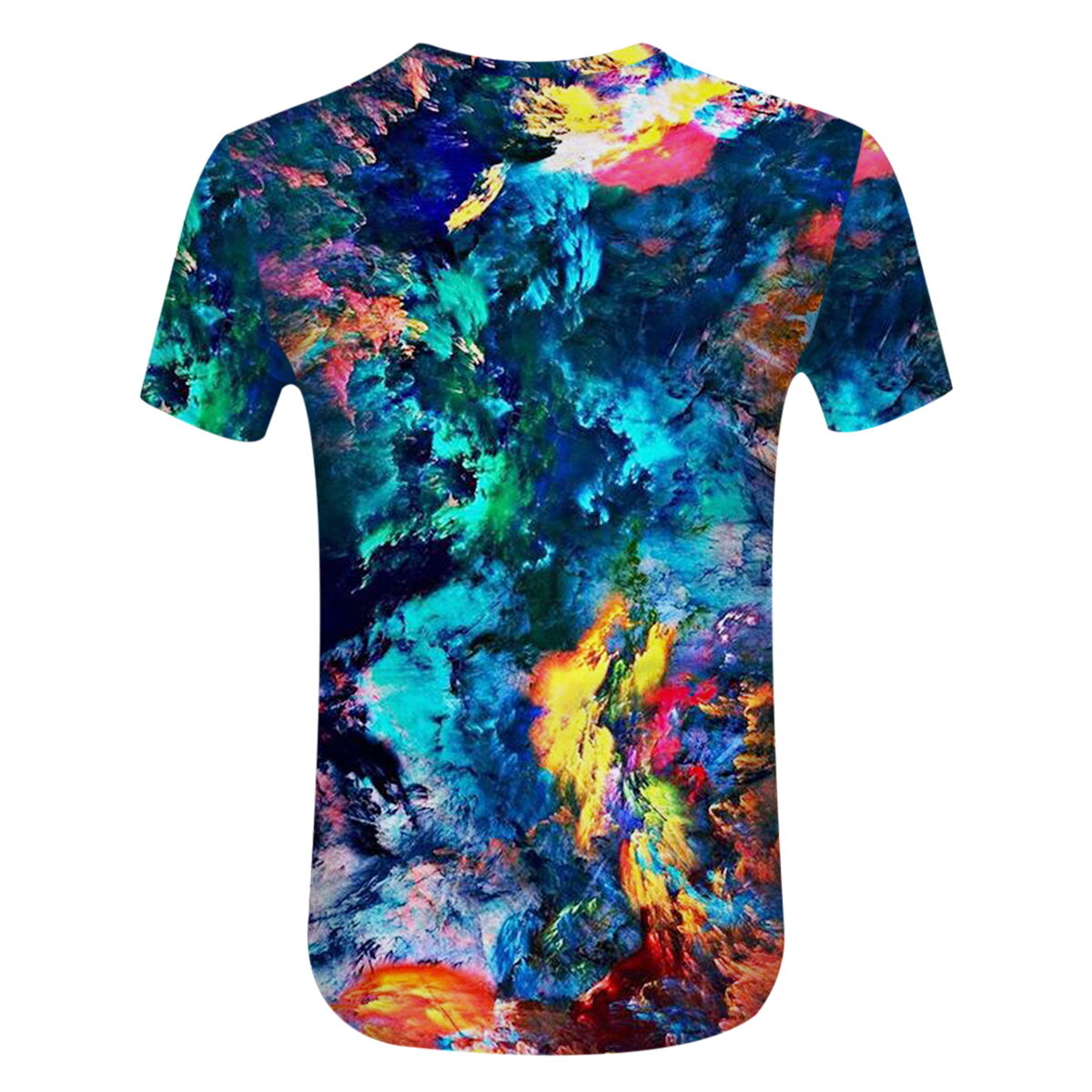 Youthup Mens Multicolor Oil Painting Short Sleeve Shirt