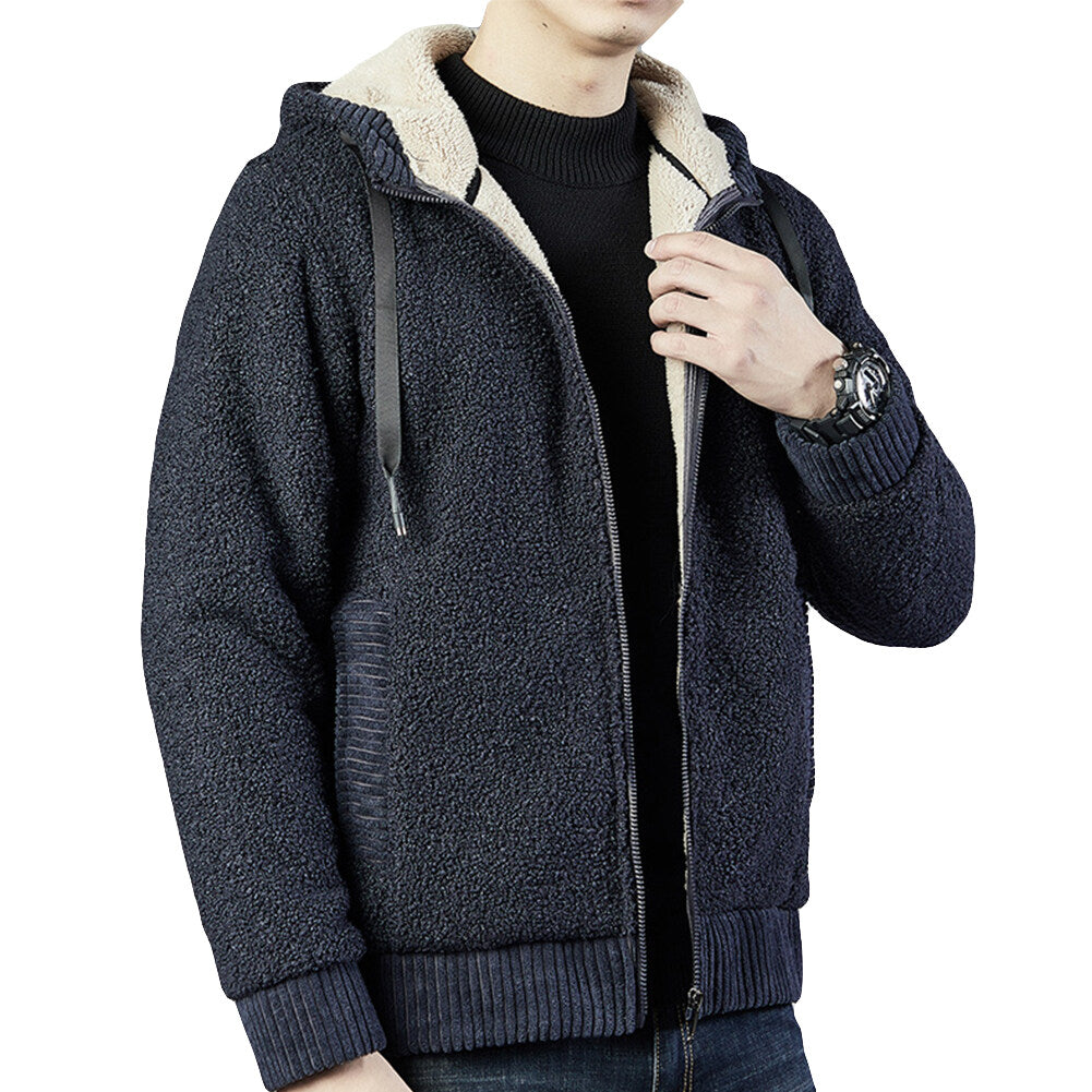 Youthup Mens Loose Fit Hooded Fleece Lined Thicken Cotton Padded Jacket