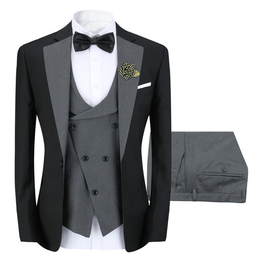 Youthup Mens 3Pce ColorBlock Dress Suits Wedding Blazer and Vest and Pants