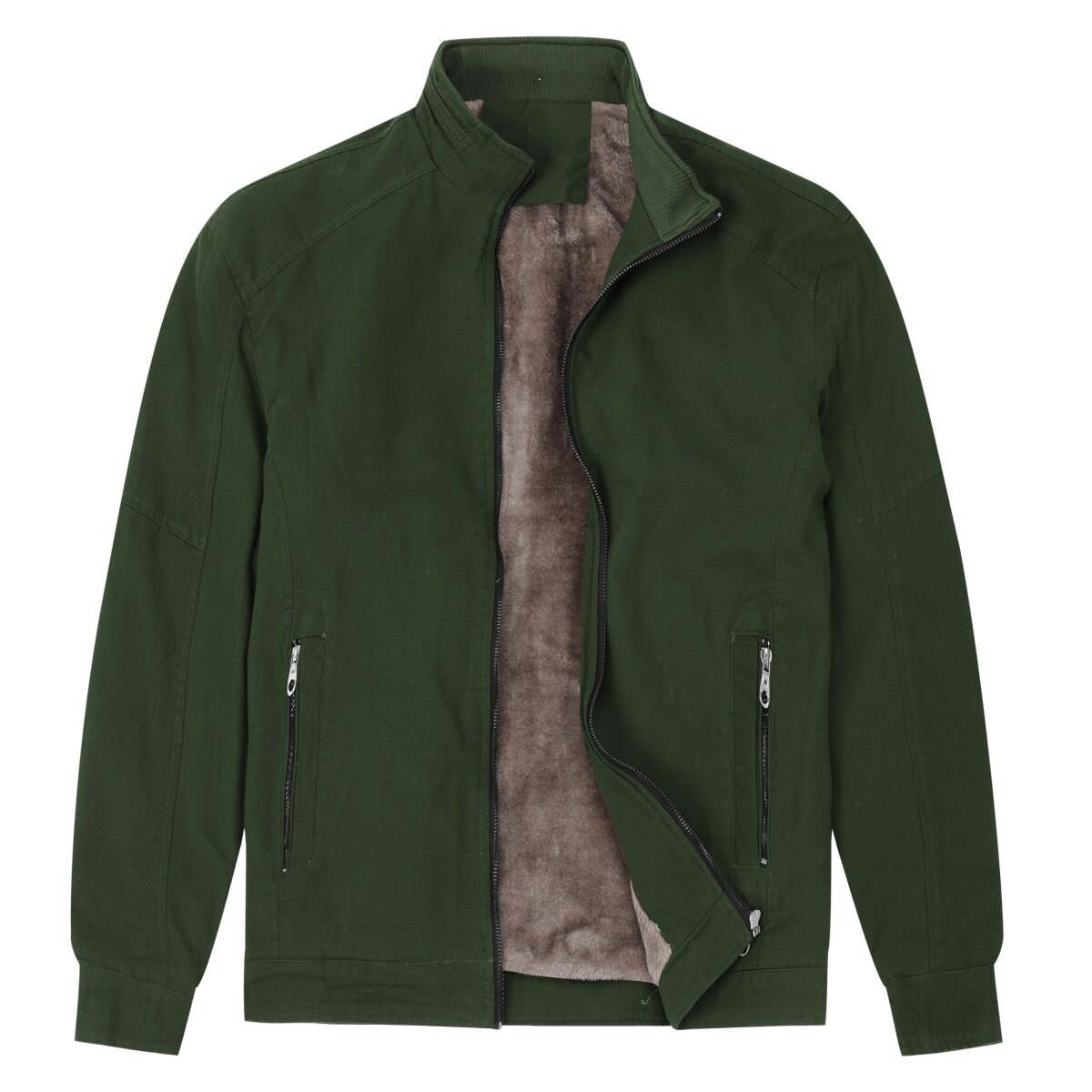 Youthup Mens Thickened Interior Plush Casual Zip Jacket