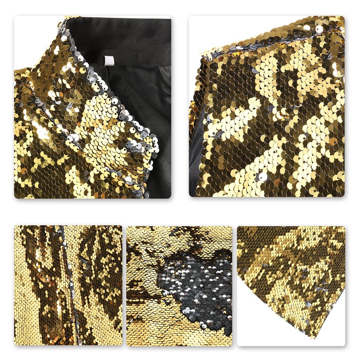 Youthup Mens Prom Sequin Sparkle Sleeveless Jacket