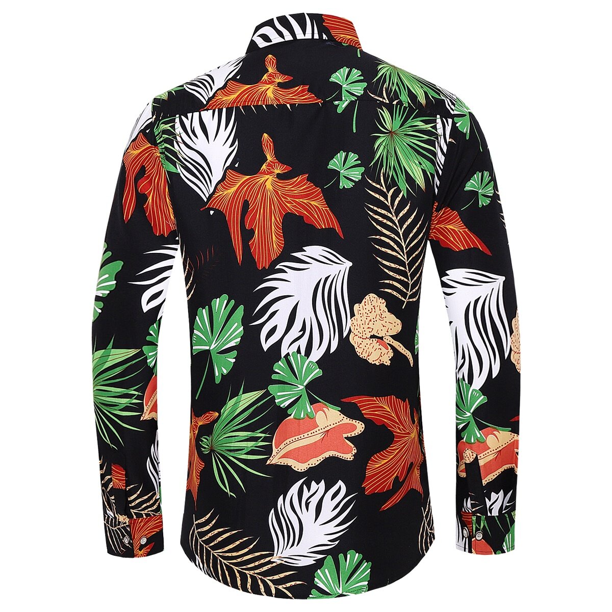 Youthup Mens Regular Fit Long Sleeve Leaves Print Plus Size Shirts