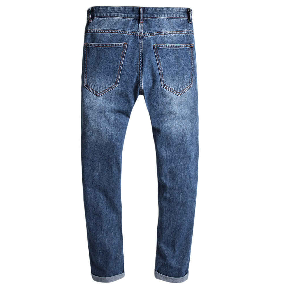 YOUTHUP Mens Straight Fit Ripped Denim Anti-Wrinkle Casual Jeans All Waist