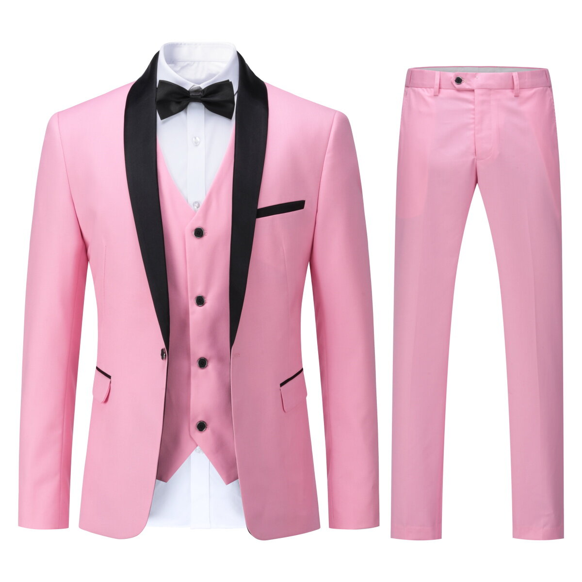 Youthup Mens 3-Pce Business Suit Slim Fit Wedding Party Blazer and Vest and Pants