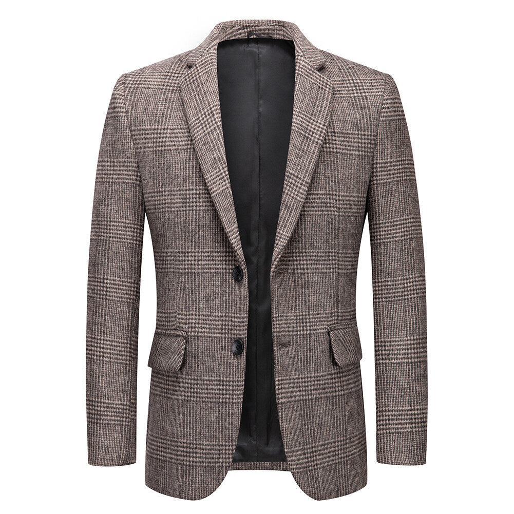 Youthup Mens Slim Fit Wool Jacket Thick Cashmere Suit Blazer